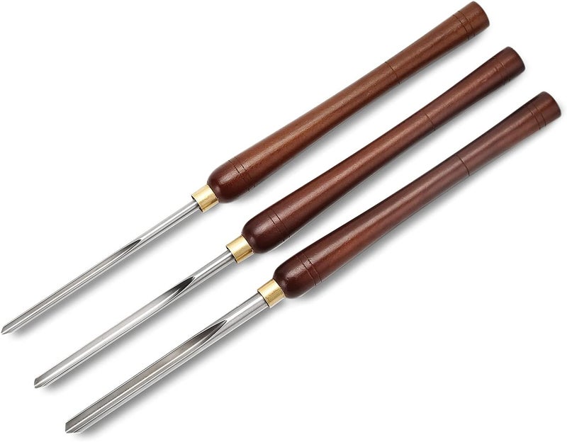 Urbansential Woodturning Bowl Gouge Set, 3 Pieces 22.5” Wood Lathe Bowl Turning Tools, 1/4 Flute, 3/8 Flute, and 1/2 Flute, with High Speed Steel Blades, Beech Handles and Brass Ferrules, in Wooden Storage Case - Image 1
